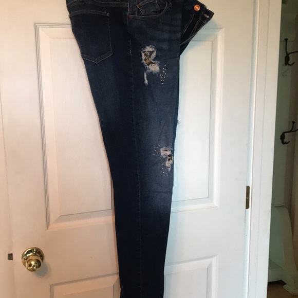 Chico’s sz 2 Holy Jegging Jeans w/leopard 14 - Picture 4 of 8